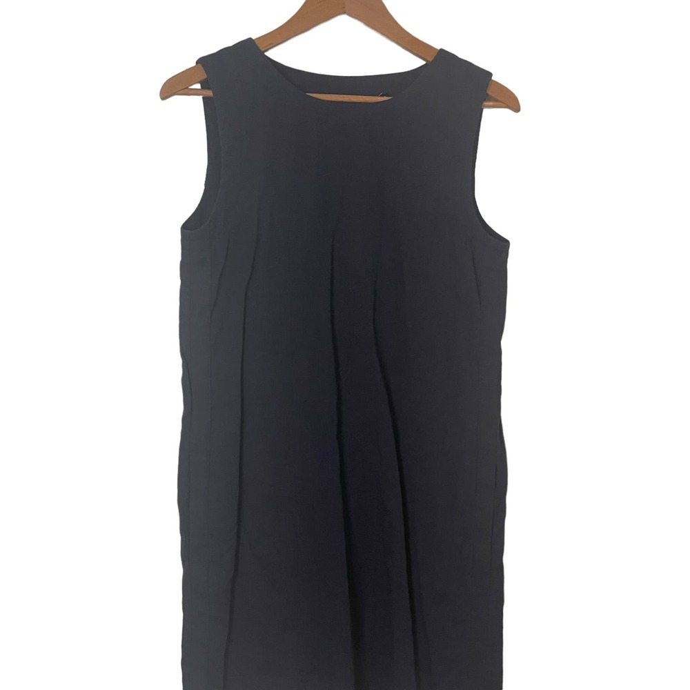 Theory Navy Linen sleeveless fully lined shift dress or tunic with pockets